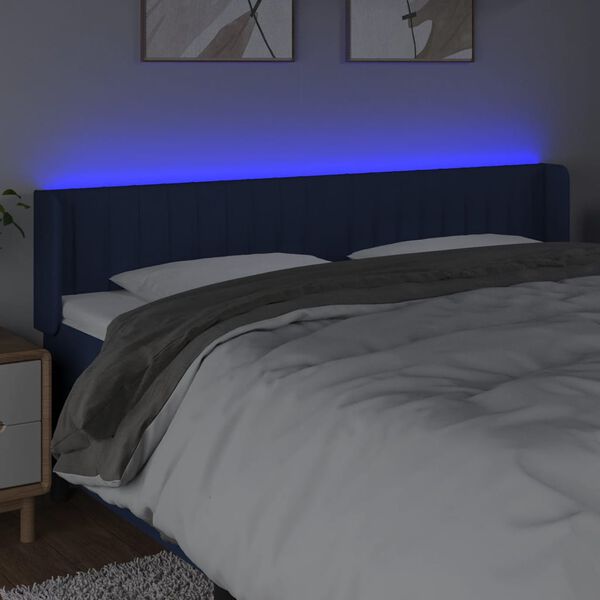 vidaXL Κεφαλάρι Κρεβατιού LED Μπλε 183x16x78/88 εκ. Υφασμάτινο