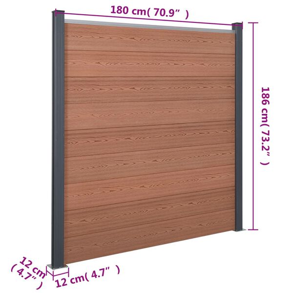 vidaXL Σετ Πάνελ Περίφραξης Καφέ 699x186 εκ. από WPC