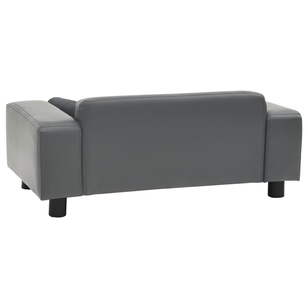 vidaXL Καναπές-Κρεβάτι Σκύλου Γκρι 81x43x31 εκ. Βελουτέ/Συνθετ. Δέρμα