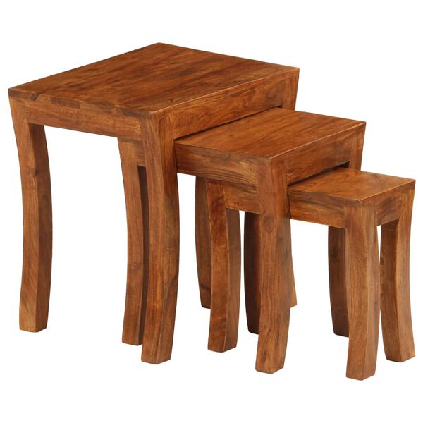 vidaXL Τραπεζάκια Ζιγκόν 3 τεμ. Καφέ 50x35x50 εκ. Μασίφ Ξύλο Ακακίας