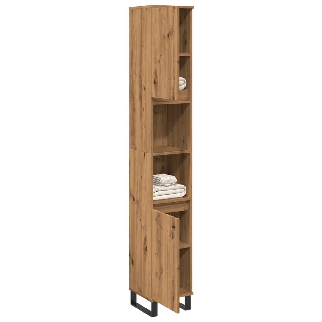 vidaXL Ντουλάπι μπάνιου Δρυς τεχνίτης 30x30x190 cm Κατασκευασμένο ξύλο