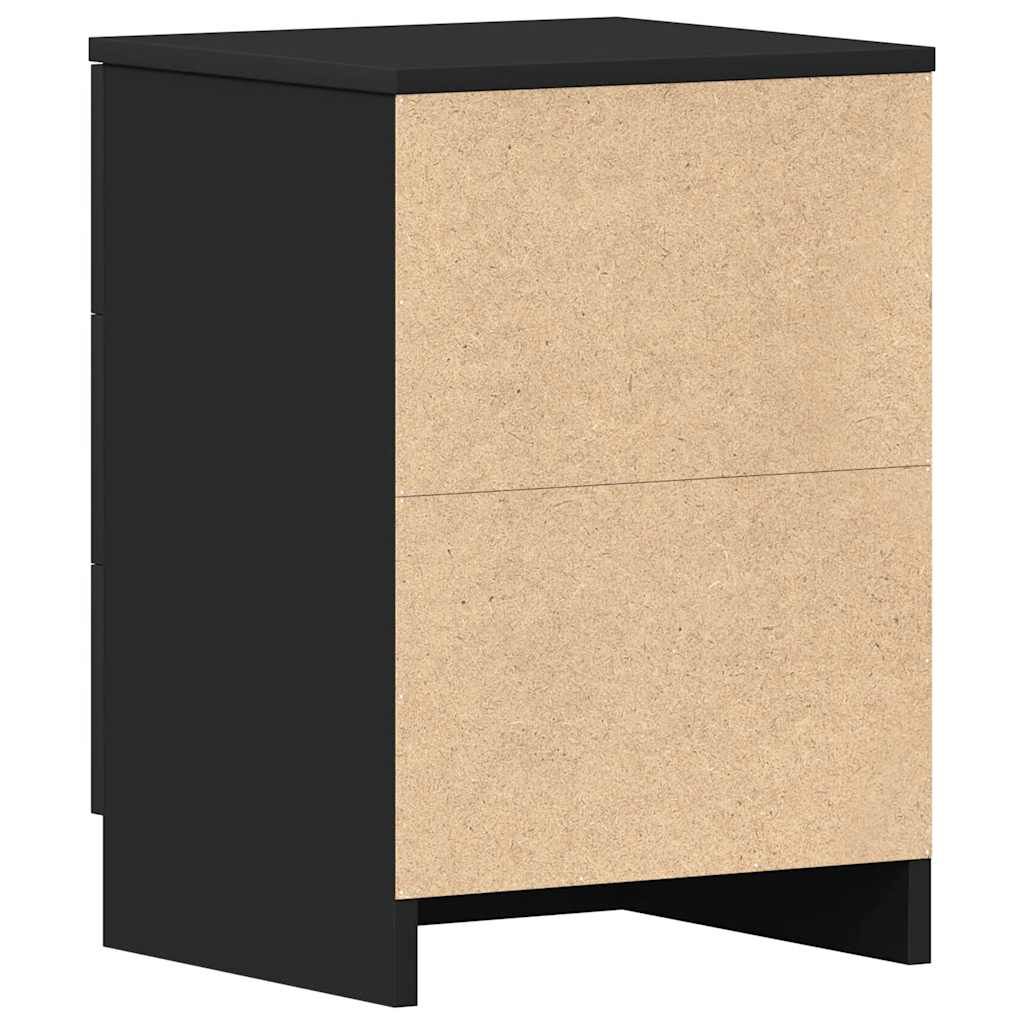 vidaXL Κομοδίνα 2 τεμ. Μαύρα 38 x 35 x 56 εκ. από Επεξ. Ξύλο