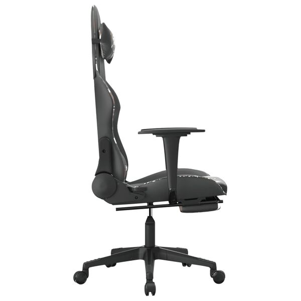 vidaXL Καρέκλα Gaming Μασάζ Υποπόδιο Μαύρο/Παραλλαγή Συνθετικό Δέρμα