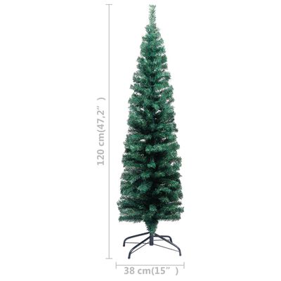 vidaXL Χριστ. Δέντρο Προφωτισμένο Τεχνητό με Μπάλες Slim Πράσινο 120εκ