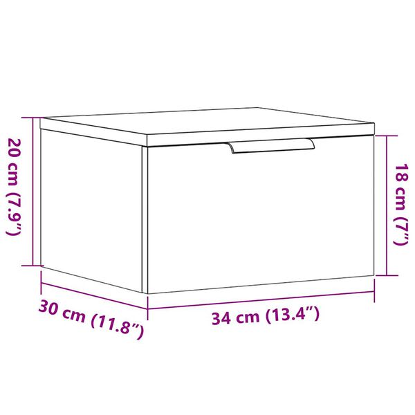 vidaXL Κομοδίνο Επιτοίχιο Αρτισιανή Δρυς 34x30x20 εκ