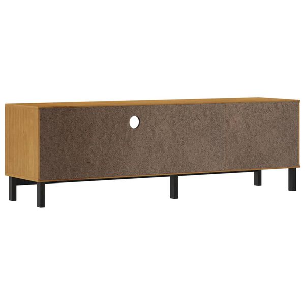 vidaXL Έπιπλο Τηλεόρασης FLAM 158x40x50 εκ. Μασίφ Πεύκο Γυάλινη Πόρτα