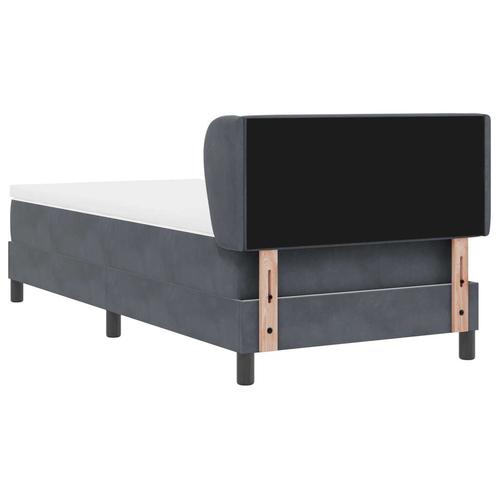 vidaXL Κρεβάτι Box Spring με Στρώμα Σκούρο Γκρι 90x200 cm Βελούδο