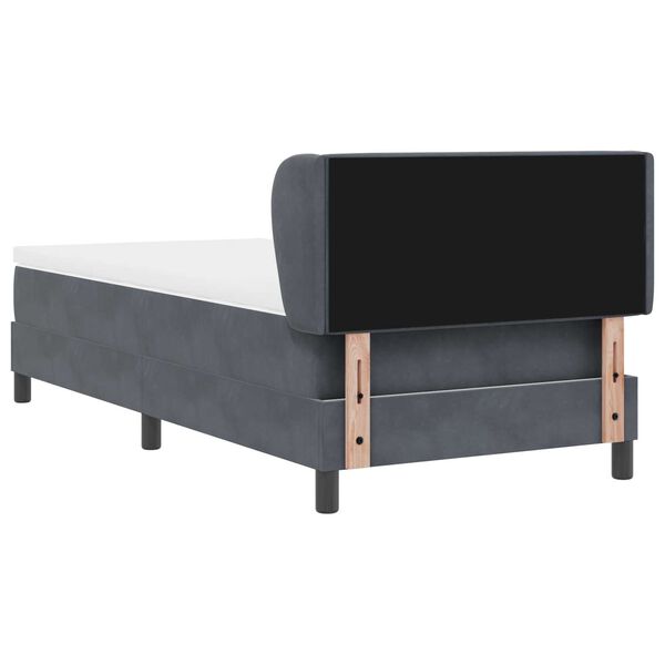 vidaXL Κρεβάτι Box Spring με Στρώμα Σκούρο Γκρι 90x200 cm Βελούδο