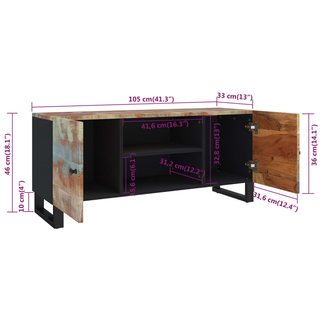 vidaXL Έπιπλο Τηλεόρασης 105 x 33 x 46 εκ. από Μασίφ Ανακυκλωμένο Ξύλο