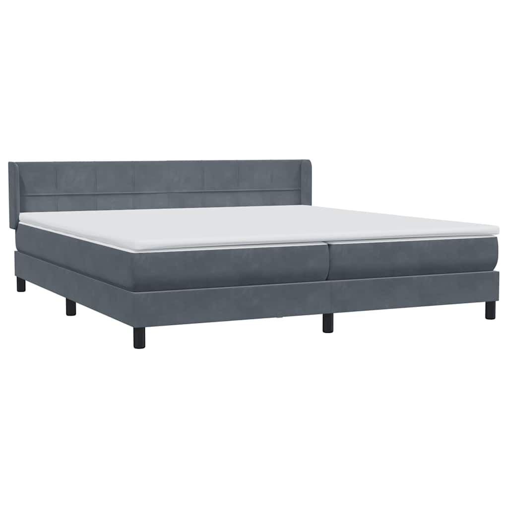 vidaXL Box Spring Κρεβάτι με στρώμα Σκούρο γκρι 180x220 εκ. Βελούδινο