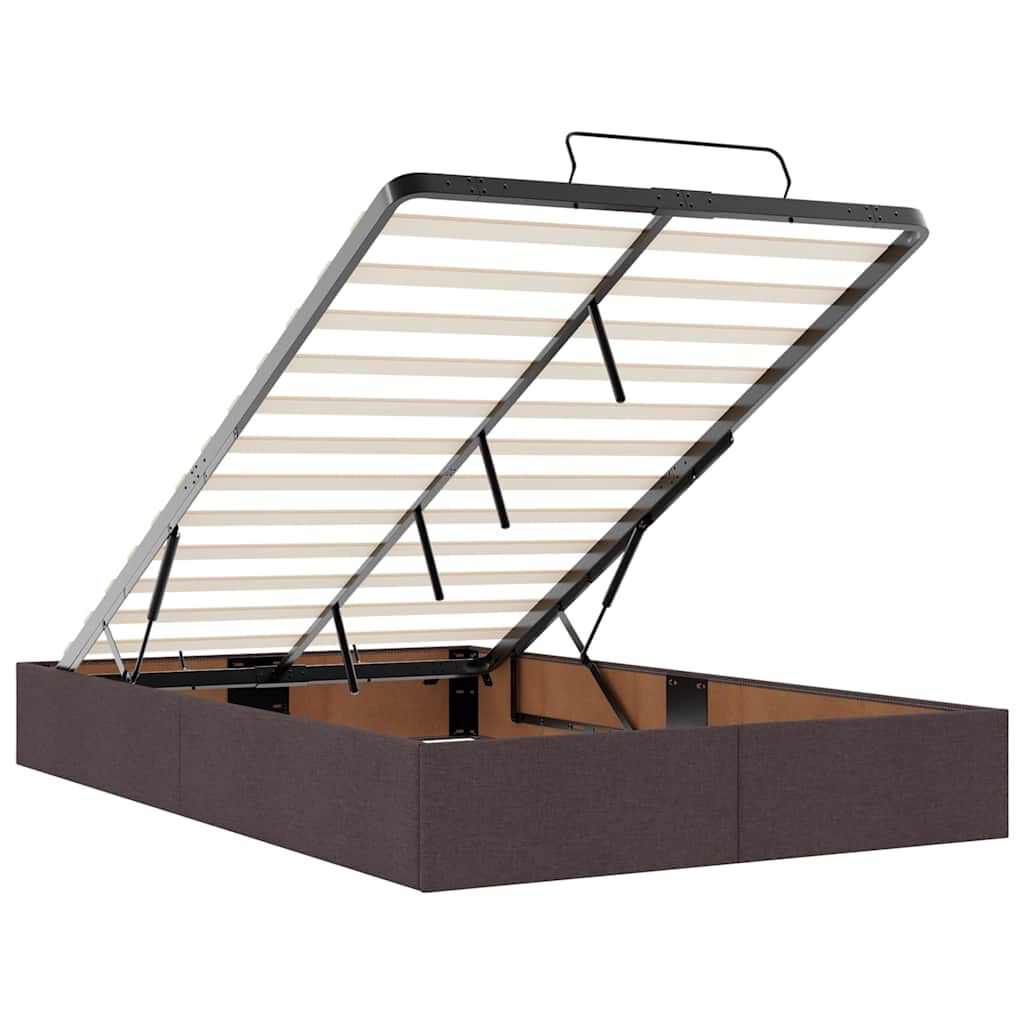 vidaXL Οθωμανικό κρεβάτι με στρώμα & LEDs Σκούρο καφέ 120x200cm Ύφασμα