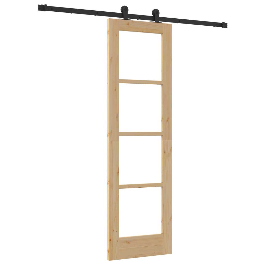 vidaXL Συρόμενη Πόρτα Καφέ 61 x 198.5 εκ. Ξύλο και μέταλλο