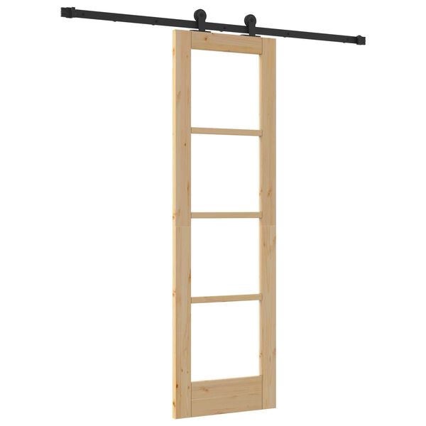 vidaXL Συρόμενη Πόρτα Καφέ 61 x 198.5 εκ. Ξύλο και μέταλλο