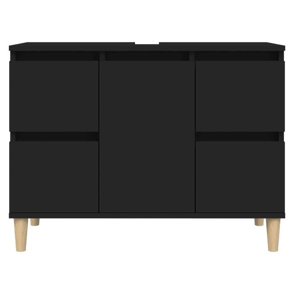vidaXL Ντουλάπι Νιπτήρα Μαύρο 80 x 33 x 60 εκ. Επεξεργασμένο Ξύλο