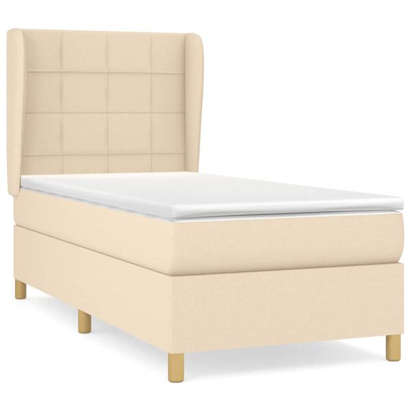vidaXL &Kappa;&rho;&epsilon;&beta;ά&tau;&iota; Boxspring &mu;&epsilon; &Sigma;&tau;&rho;ώ&mu;&alpha; &Kappa;&rho;&epsilon;&mu; 90x190 &epsilon;&kappa;.&Upsilon;&phi;&alpha;&sigma;&mu;ά&tau;&iota;&nu;&omicron;