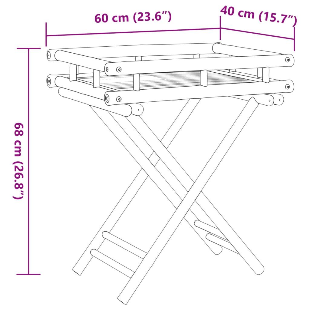 vidaXL Τραπέζι Δίσκος Πτυσσόμενο 60x40x68 εκ. από Μπαμπού