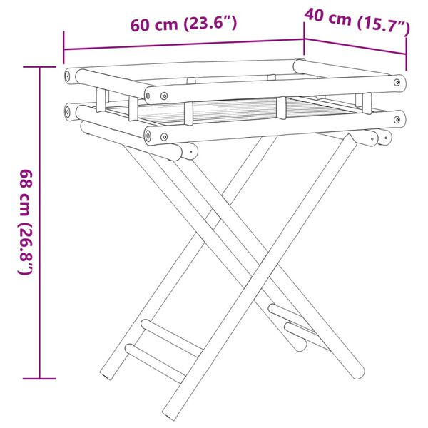 vidaXL Τραπέζι Δίσκος Πτυσσόμενο 60x40x68 εκ. από Μπαμπού