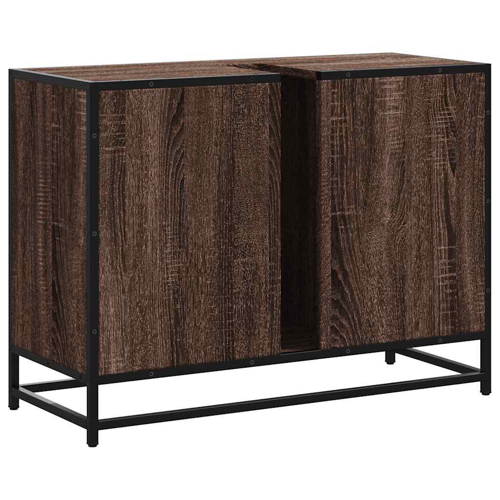 vidaXL Ντουλάπι Μπάνιου Νιπτήρα Καφέ Δρυς 80 x 33 x 60 εκ. Επεξ. Ξύλο
