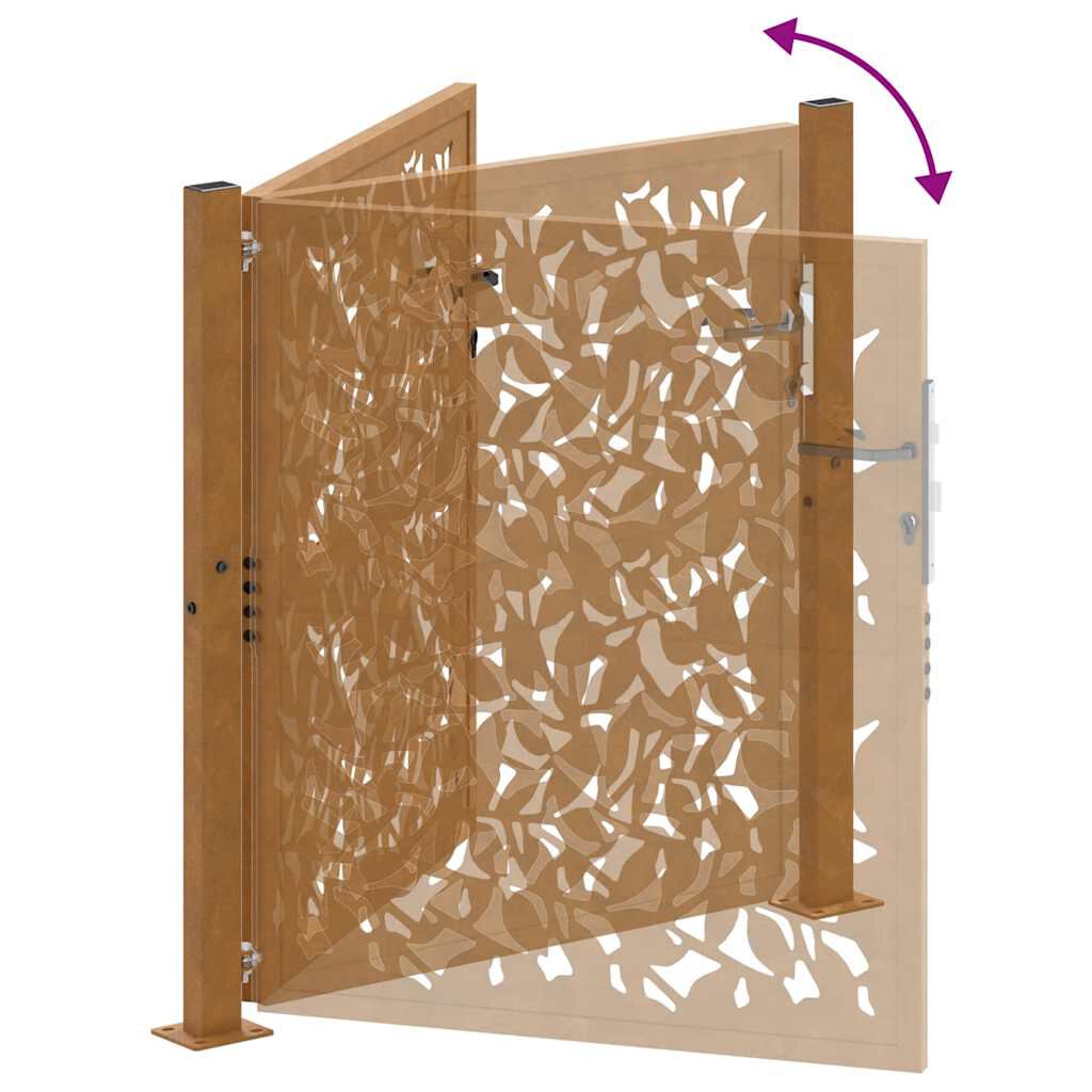 vidaXL Πύλη κήπου 105x105 cm από χάλυβα με φύλλα καιρικές συνθήκες