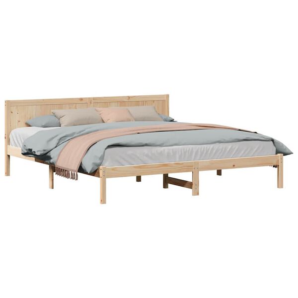 vidaXL Σκελετός Κρεβατιού Καφέ 200 x 200 cm Μασίφ ξύλο πεύκου