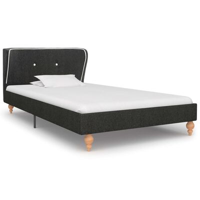 vidaXL Κρεβάτι Σκούρο Γκρι 90 x 200 εκ. από Λινάτσα με Στρώμα