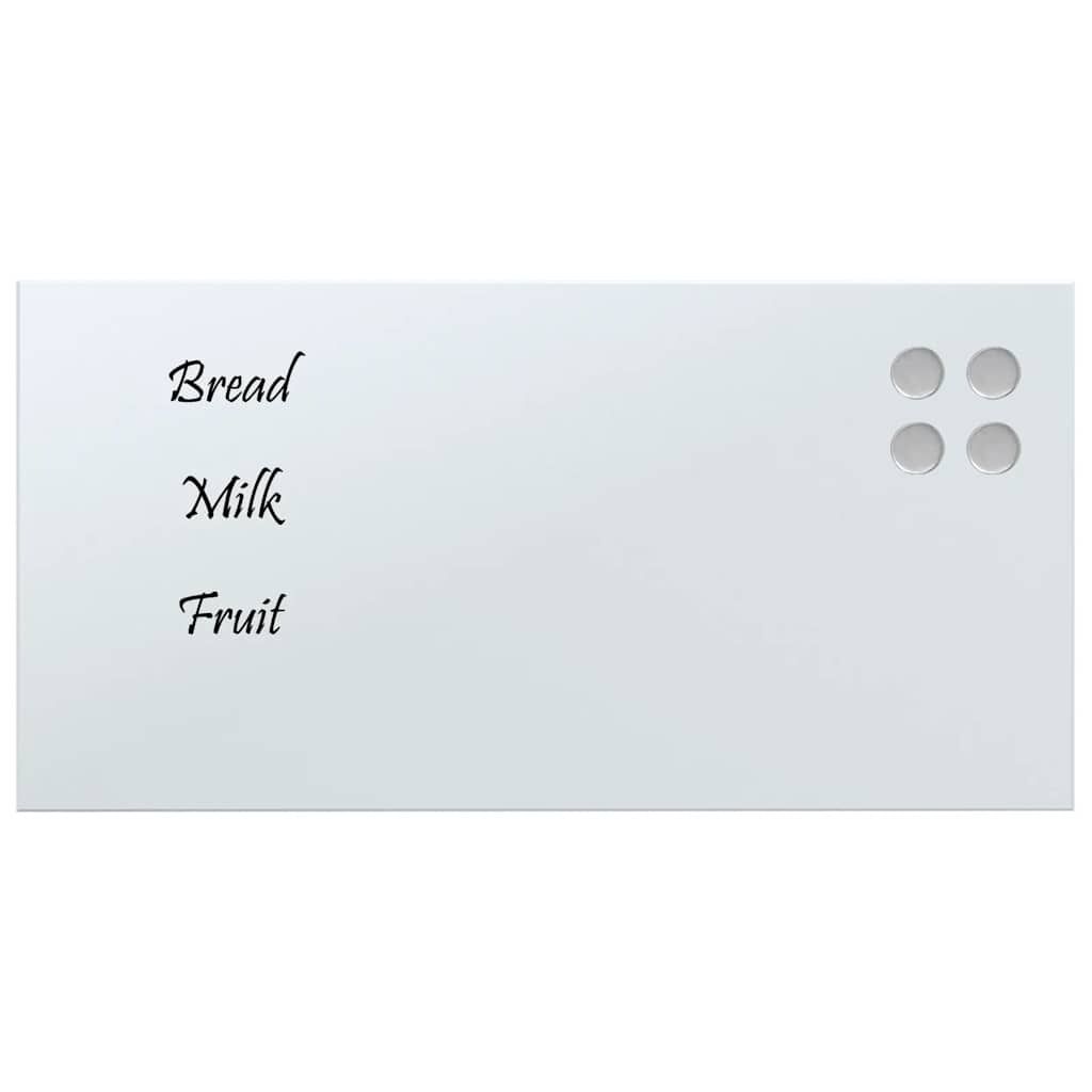 vidaXL Πίνακας Επιτοίχιος Μαγνητικός Λευκός 60 x 30 εκ. Ψημένο Γυαλί