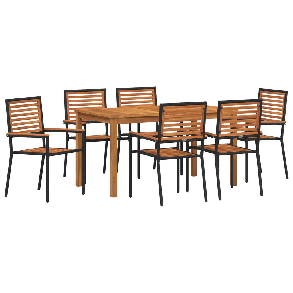 vidaXL Σετ Τραπεζαρίας Κήπου 7 pcs Μαύρο 140 x 80 x 74 cm