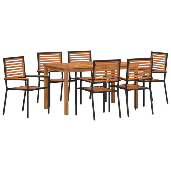 vidaXL Σετ Τραπεζαρίας Κήπου 7 pcs Μαύρο 140 x 80 x 74 cm