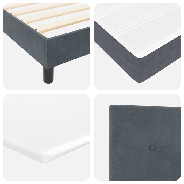 κρεβάτι Box Spring με στρώμα vidaXL σκούρο γκρι 80x200 εκ. βελούδο