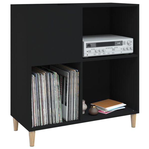 vidaXL Δισκοθήκη Μαύρη 84,5 x 38 x 89 εκ. από Επεξεργασμένο Ξύλο