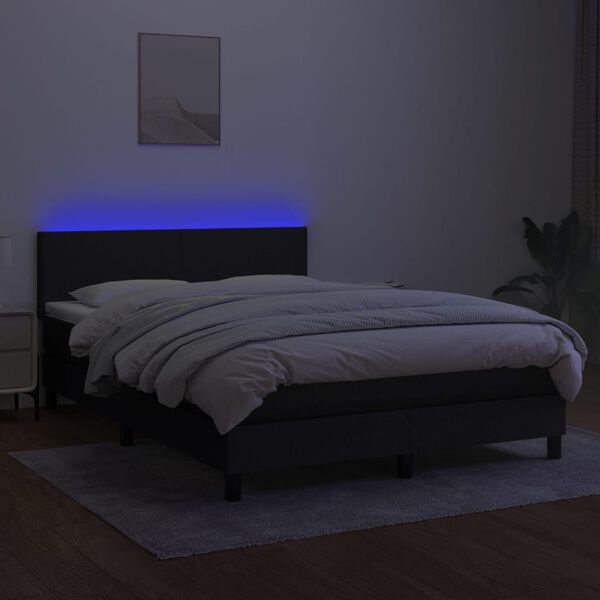 vidaXL &Kappa;&rho;&epsilon;&beta;ά&tau;&iota; Boxspring &mu;&epsilon; &Sigma;&tau;&rho;ώ&mu;&alpha; & LED &Mu;&alpha;ύ&rho;&omicron; 140x200 &epsilon;&kappa;. &Upsilon;&phi;&alpha;&sigma;&mu;ά&tau;&iota;&nu;&omicron;
