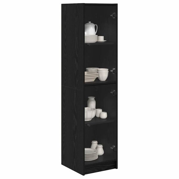 vidaXL Highboard &Mu;&alpha;ύ&rho;&eta; &Omicron;&xi;&upsilon;ά 35 x 37 x 142 &epsilon;&kappa; &Epsilon;&pi;&epsilon;&xi;&epsilon;&rho;&gamma;&alpha;&sigma;&mu;έ&nu;&omicron; &xi;ύ&lambda;&omicron;