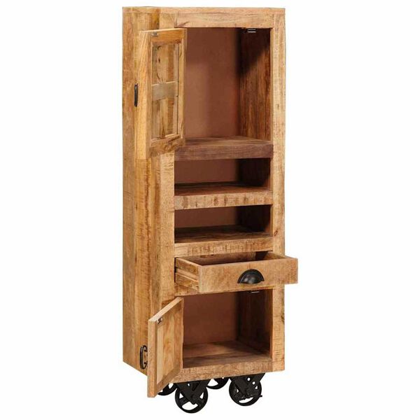 vidaXL Highboard με συρτάρι Καφέ 40 x 30 x 120.5 εκ. Μασίφ ξύλο μάνγκο