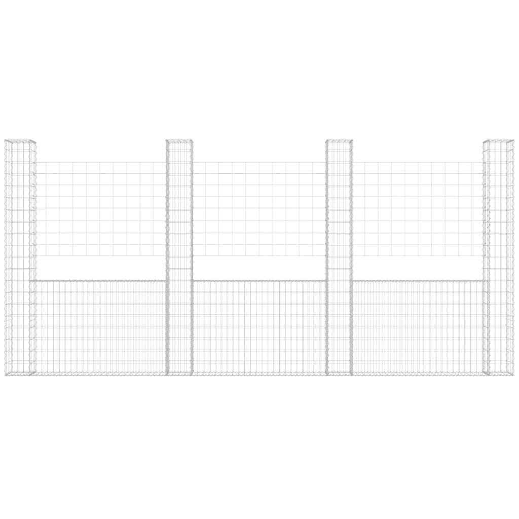 vidaXL Συρματοκιβώτιο σε U Σχήμα με 5 Στύλους 500x20x200 εκ Σιδερένιο