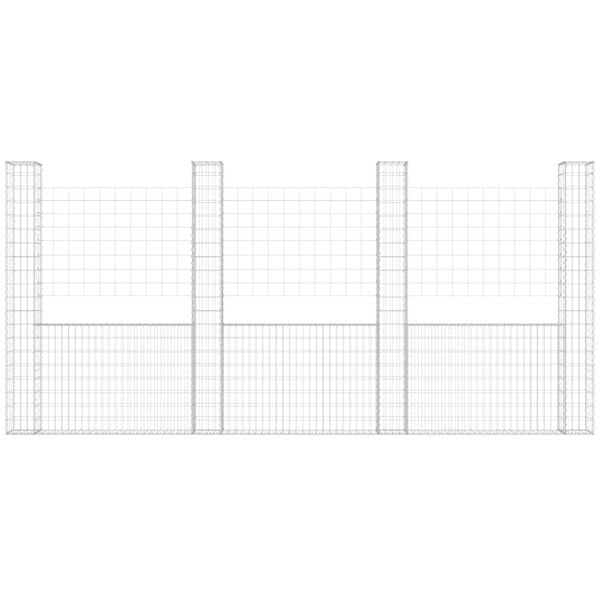 vidaXL Συρματοκιβώτιο σε U Σχήμα με 5 Στύλους 500x20x200 εκ Σιδερένιο