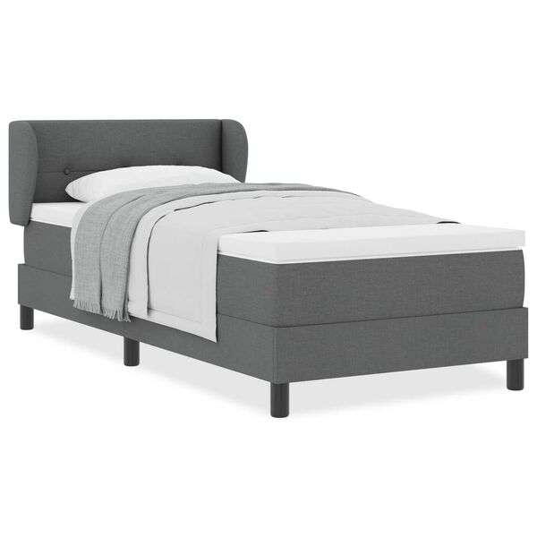 vidaXL Κρεβάτι box spring με στρώμα Σκούρο γκρι 90 x 190 cm ύφασμα
