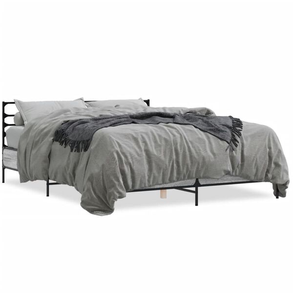 vidaXL Πλαίσιο Κρεβατιού Γκρι Sonoma 150x200 εκ. Επεξ. Ξύλο & Μέταλλο