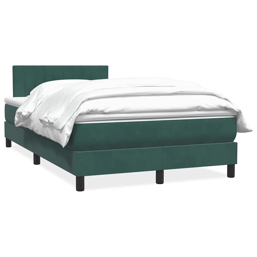 vidaXL Box Spring κρεβάτι με στρώμα σκούρο πράσινο 120x220cm Βελούδινο