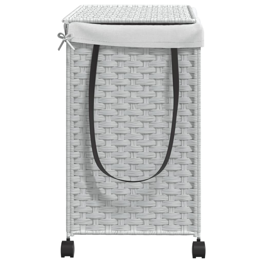 vidaXL Καλάθι Άπλυτων με Τροχούς Λευκό 60x35x60,5 εκ. από Ρατάν