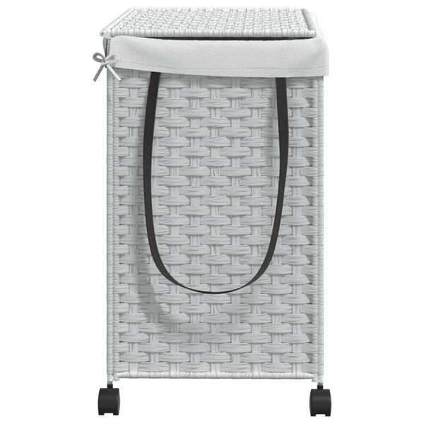 vidaXL Καλάθι Άπλυτων με Τροχούς Λευκό 60x35x60,5 εκ. από Ρατάν