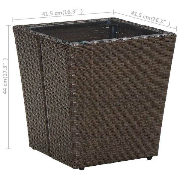 vidaXL Τραπέζι Βοηθητικό Καφέ 41,5x41,5x44 εκ. Συνθ.Ρατάν/Ψημένο Γυαλί