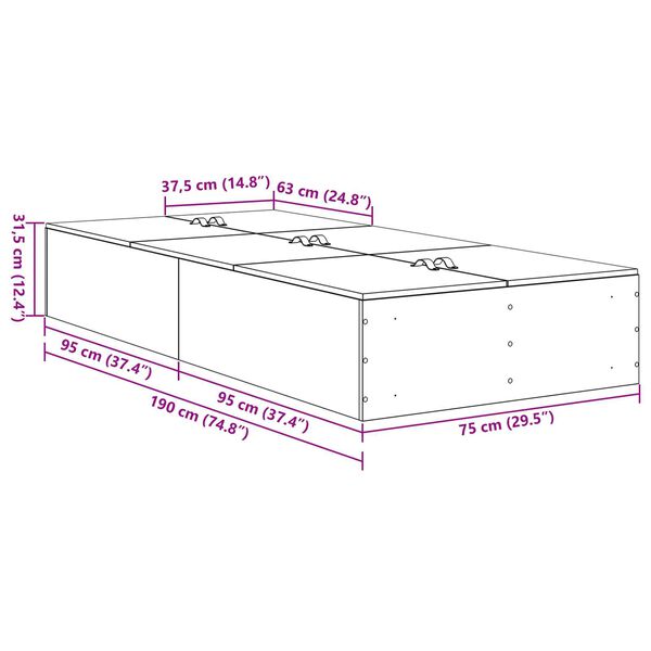 vidaXL Κρεβάτι αποθήκευσης Λευκό 75x190 cm