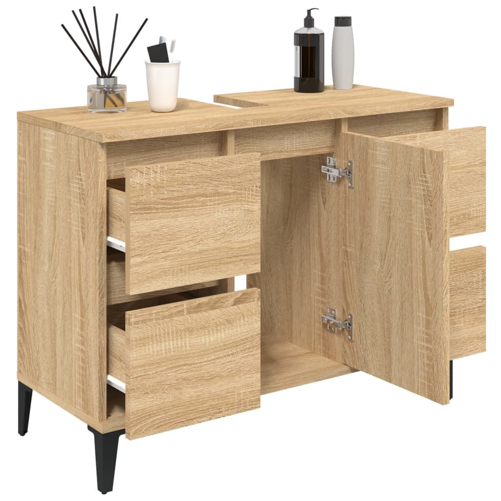 vidaXL Ντουλάπι Νιπτήρα Sonoma Δρυς 80x33x60 εκ. Επεξεργασμένο Ξύλο