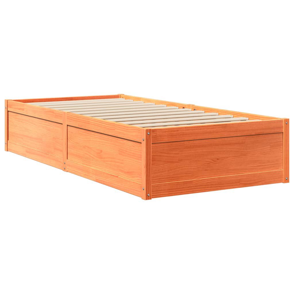 vidaXL Κρεβάτι με Στρώμα Καφέ Κεριού 90x190 εκ Μασίφ Ξύλο Πεύκου