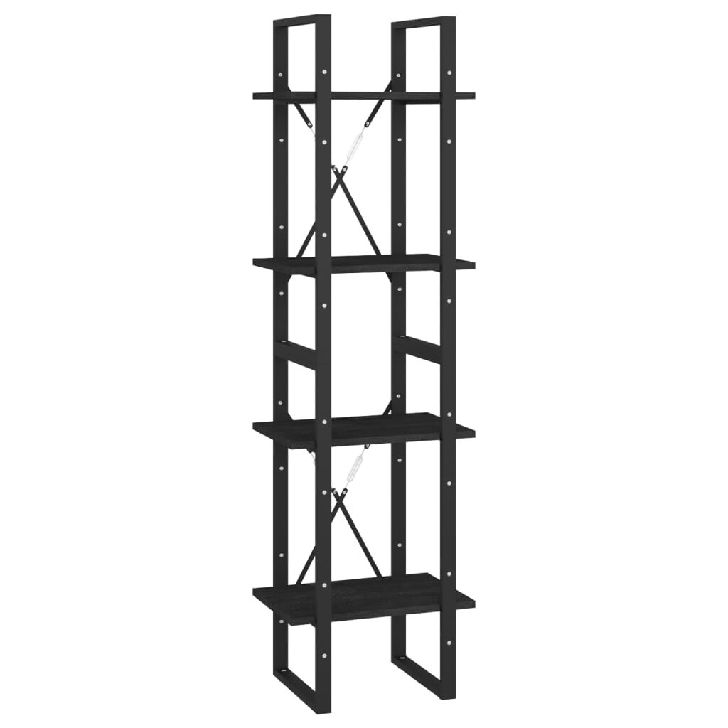 vidaXL Βιβλιοθήκη με 4 Ράφια Μαύρη 40x30x140 εκ. από Μασίφ Ξύλο Πεύκου