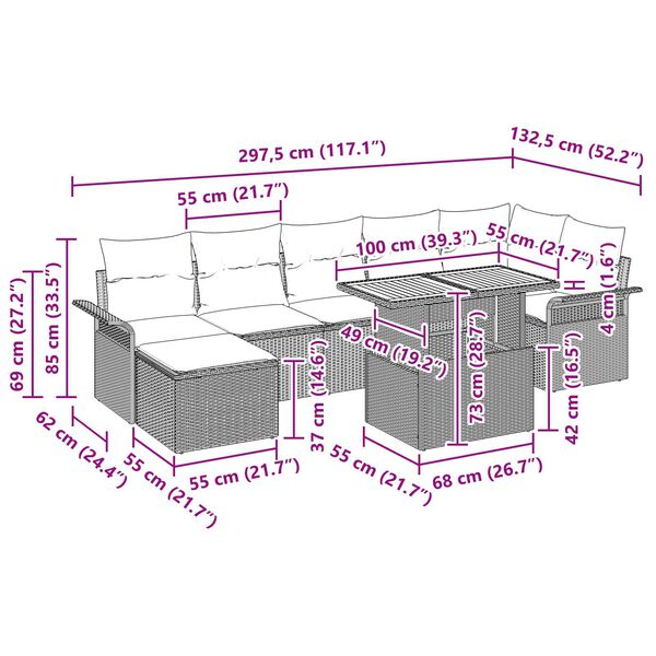 vidaXL Σετ Καναπέ Κήπου με μαξιλάρι 8 pcs Μαύρο