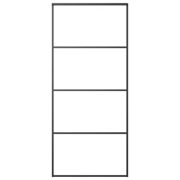 vidaXL Συρόμενη Πόρτα Μαύρη 90 x 205 εκ. Γυαλί ESG και Αλουμίνιο