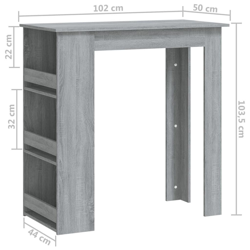 vidaXL Τραπέζι Μπαρ με Ράφια Sonoma Δρυς 102x50x103,5εκ. Επεξεργ. Ξύλο