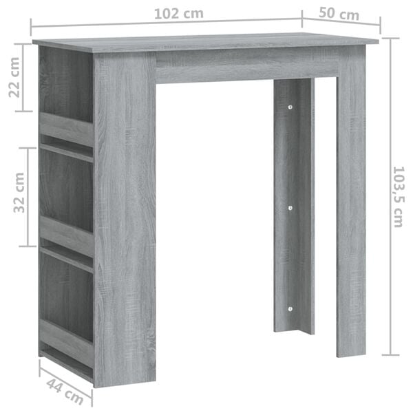 vidaXL Τραπέζι Μπαρ με Ράφια Sonoma Δρυς 102x50x103,5εκ. Επεξεργ. Ξύλο