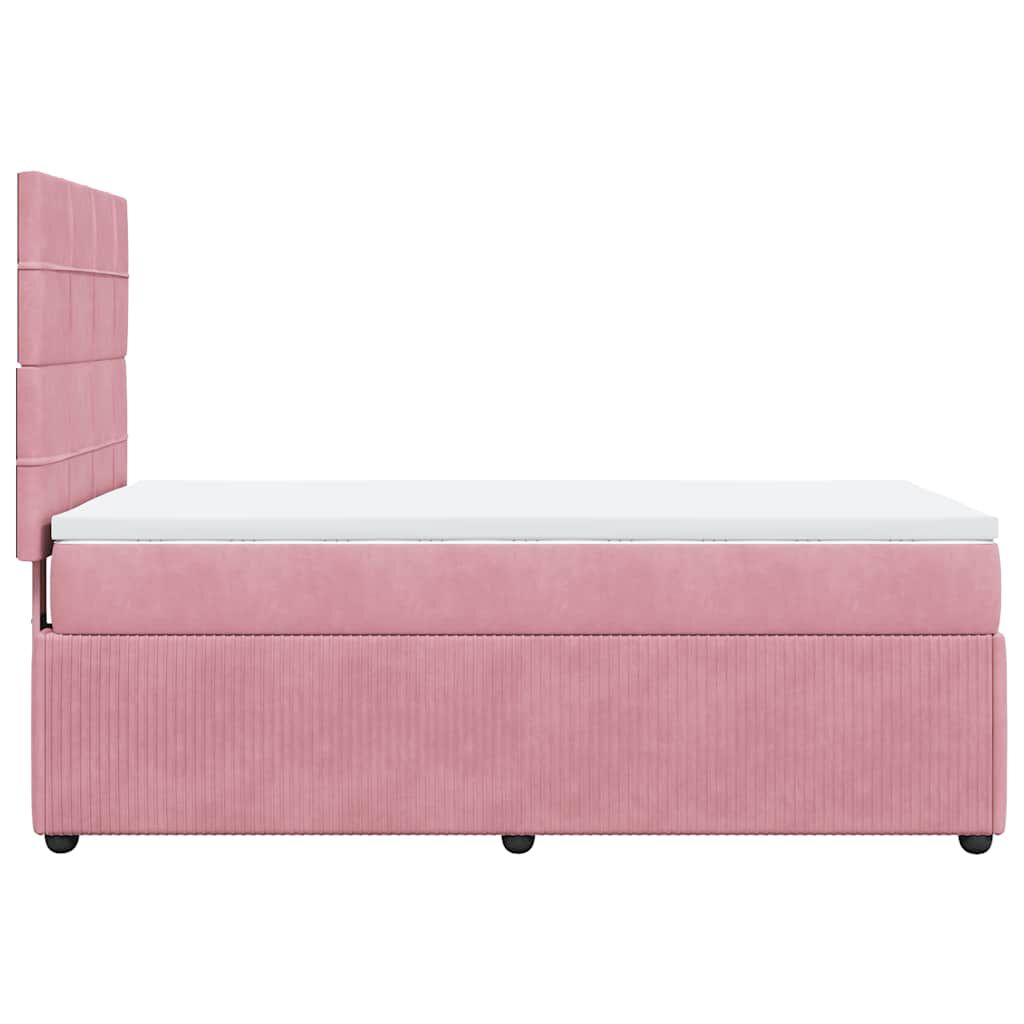vidaXL Κρεβάτι Boxspring με Στρώμα Ροζ 80 x 200 εκ. Βελούδινο
